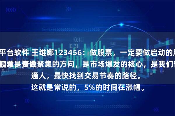 配资平台软件 王维娜123456:做股票,一定要做启动的股票。
买卖股票,要做就做有活力的、能涨的强势股,它们才是资金聚集的方向,是市场爆发的核心,是我们普通人,最快找到交易节奏的路径。
这就是常说的,5%的时间在涨幅。